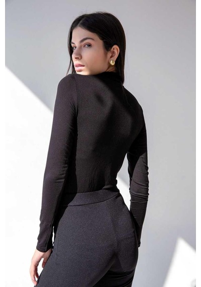 Ckm Moda Faylinn Yüksek Kalite Yüksek Bel Toparlayıcı İspanyol Paça Pantolon Siyah