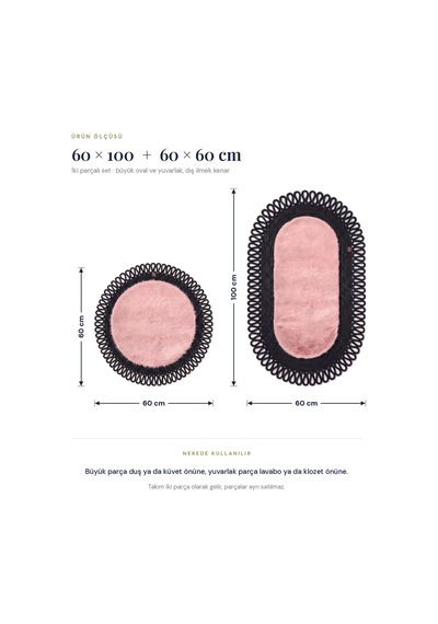 Banyo Paspası Takımı 60x100+60x60 Cm Dış Trikot Pembe & Siyah