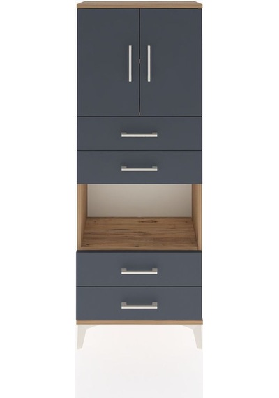 Arges Dolap 3 Raflı 4 Çekmeceli 2 Kapaklı 60x30x163 Çam-antrasit Atlas Çam