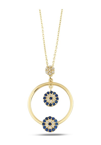Debora Jewelry 14 Ayar Altın Nazar Boncuklu Çift Göz Kolye