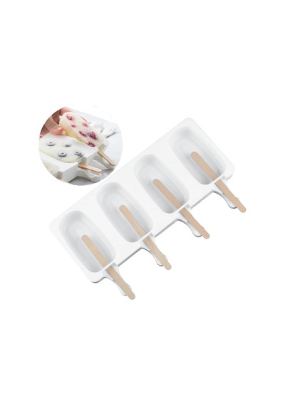 Magnum Dondurma Kalıbı-4'lü Büyük Boy Pratik Magnum Silikon Dondurma Kalıbı Silikon Beyaz Diğer