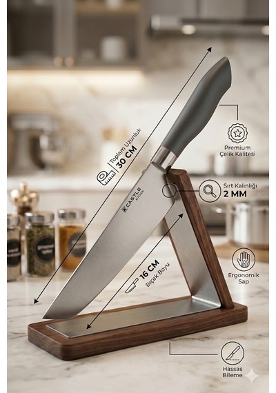 Silver Gray Serisi 4 Lü Mutfak Bıçağı Et Ekmek Sebze Mutfak Şef Bıçak Seti Mft-784 Gri