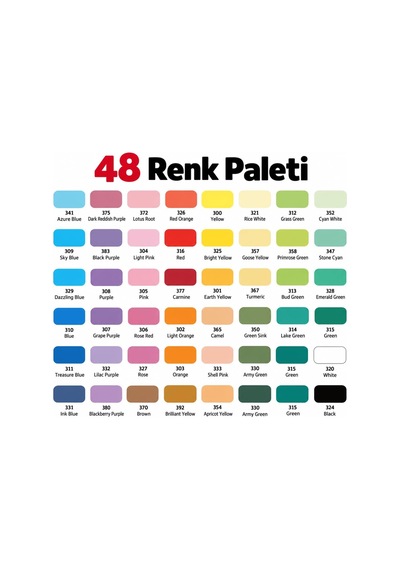 Akrilik Brush Marker Kalem Seti, Esnek Fırça Uçlu 48 Renk