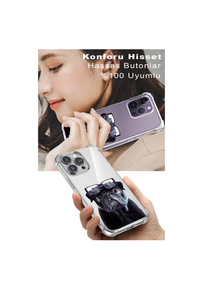 Xiaomi Redmi 8a Uyumlu Köpek 3 Baskılı Şeffaf Köşe Korumalı Antişok Kılıf