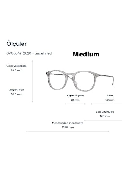 Vogue Vo5549-ı 2820 50ekt Medium Unisex Mavi Işık Korumalı Ekran Gözlüğü Gümüş