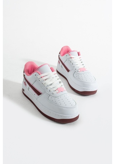 Kiraz Detaylı Pembe Beyaz Sneaker Kadın Spor Ayakkabı Beyaz