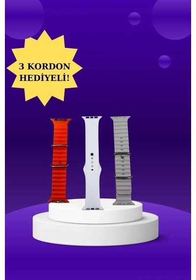 Ers- Akıllı Saat Arama Görüşme Bildirim Görme Uyku Ve Sağlık Takibi Nabız Ölçer 3 Kordon Hediyeli