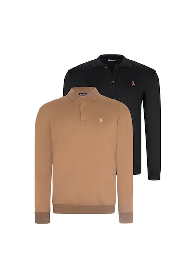 İkili Set V4007 Dewberry Erkek Sweatshırt-siyah-camel Siyah-camel