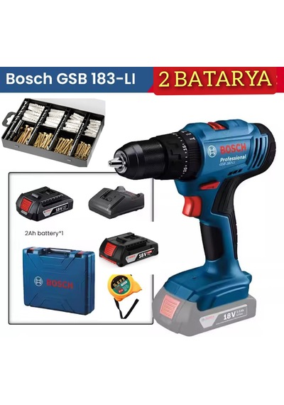 Bosch GSB 183 Li Çift Bataryalı Darbeli Vidalama + 173 Parça Set