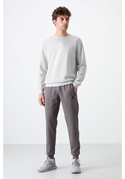 Tommy Life Koyu Gri Fermuar Cepli Standart Kalıp Jogger Erkek Eşofman Alt - 84587 Koyu Gri
