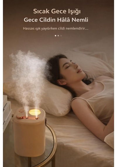 Şarjlı Hava Nemlendirici 1.2 Litre Kablosuz Buhar Makinesi Led Işık Aroma Difüzörü Sesiz Nemlendirme