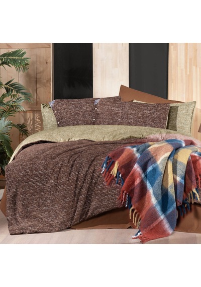 Glamis King Size Battal Boy %100 Pamuk Flanel Pazen Nevresim Takımı Taba Taba