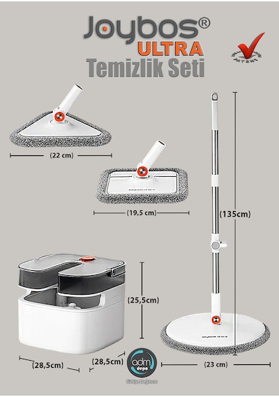 Joybos Temiz ve Kirli Suyu Ayıran 3 Başlıklı Temizlik Seti