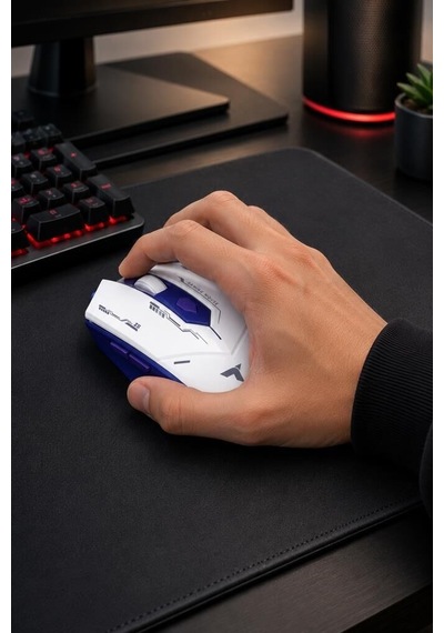 Bilgisayar Cihaz Masaüstü Mouse Çift Modlu Sessiz Kablosuz Oyuncu Fare Tm20 Beyaz Mavi
