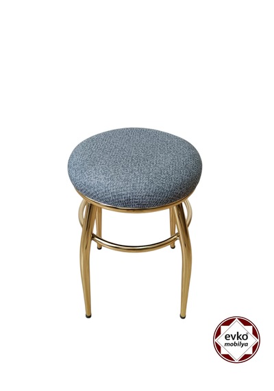 Evko Mobilya Tabure, Bar Taburesi, 2 Adet Tabure, Puf, Bench, Metal Ayaklı Tabure, İç Içe Geçebilen Tabure, Mutfak Balkon Bahçe Taburesi Gold Gri