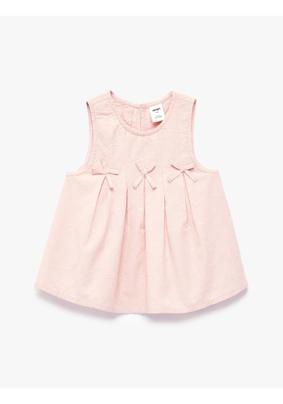 Koton Bisiklet Yaka Kolsuz Brodeli Fiyonklu Bluz Pembe 6smg60026aw Gül