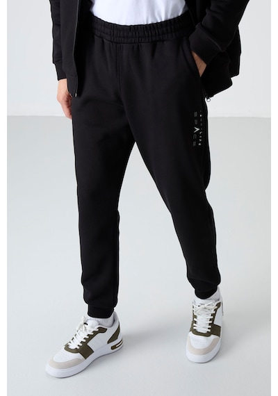 Tommy Life Siyah Dik Yaka Renk Geçişli İçi Polarlı Erkek Eşofman Takımı - 85186 Siyah
