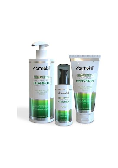 Dermokil Scalp Fresh Kepek Karşıtı Şampuan 390 ML + Saç Kremi 200 ML + Serum 75 ML