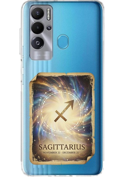 Tecno Pova Neo İle Uyumlu Burç Kartları Yay Tasarımlı Şeffaf Silikon Kılıf Şeffaf