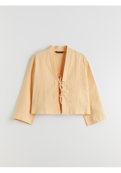 Lcw Modest Sarı V Yaka Oversize Müslin Kadın Kimono