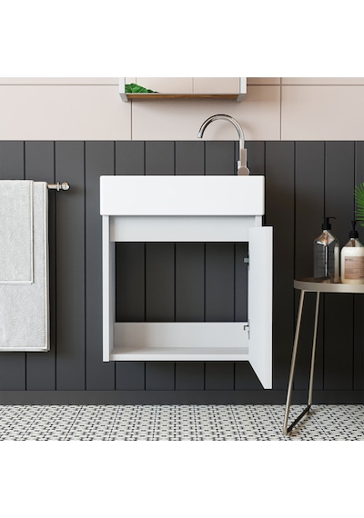Roomart Ayaksız Tek Kapaklı Lavabolu Beyaz 50 Cm Banyo Dolabı Mat Beyaz Roomart Ayaksız Tek Kapaklı Lavabolu Beyaz 50 Cm Banyo Dolabı Mat Beyaz