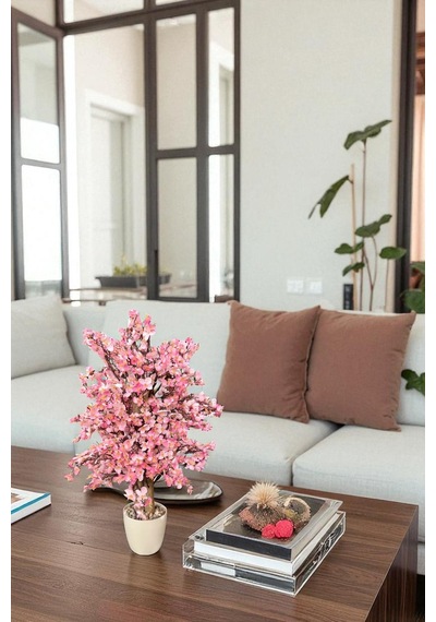 Yapay Çiçekçiniz Yoğun Yapraklı 60 Cm Yapay Sakura Bahar Dalı Ağacı pembe