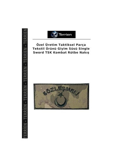 Terrien Özel Üretim Taktiksel Parça Tekstil Ürünü Giyim Süsü Single Sword Tsk Kombat Rütbe Nakış Çok Renkli