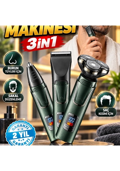 Usb Şarjlı Çok Fonksiyonlu Erkek Tıraş Makinesi Saç, Sakal, Burun Ve Kulak Bakım Cihazı