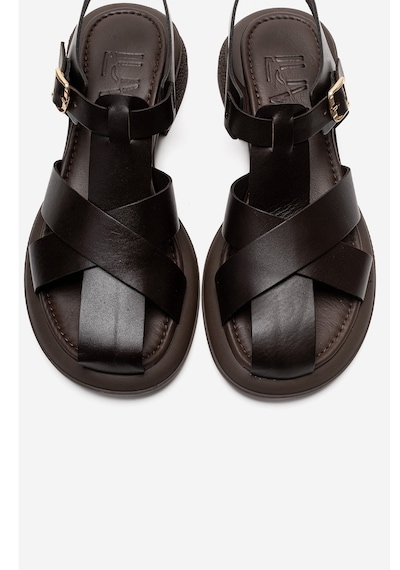 Luvishoes Guıdo Kahverengi Hakiki Deri Kadın Sandalet Kahverengi