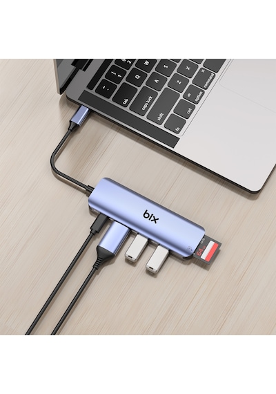 Bix BX09HB 5Gbps Type-C to TF SD Kart Okuyucu PD USB 3.0 4K HDMI Hub Çoklayıcı Dönüştürücü Adaptör