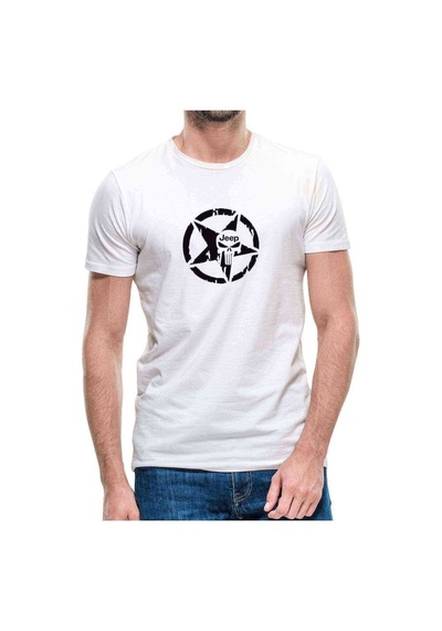 Kuru Kafa Yıldız Sheriff Baskılı Beyaz Erkek Tshirt