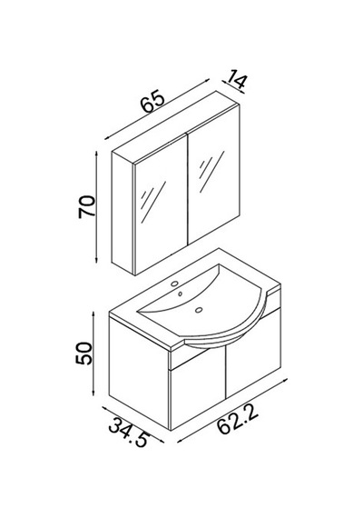 Teta Home Kahire 65 Cm Mdf Banyo Dolabı Seti Antrasit Teta Home Kahire 65 Cm Mdf Banyo Dolabı Seti Antrasit