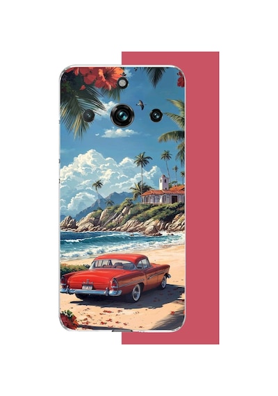 Realme 11 Pro-11 Pro Plus Uyumlu Palm Sahil Baskılı Silikon Kılıf Renkli