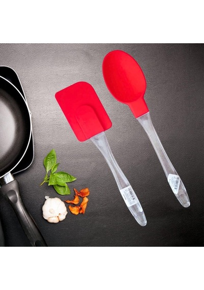 Vıalex Kırmızı Silikon 2 Parça Spatula Kaşık Seti Genel
