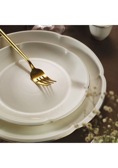 Evaliza Terra Royal Gold 32 Parça 6 Kişilik Yemek Takımı Renkli