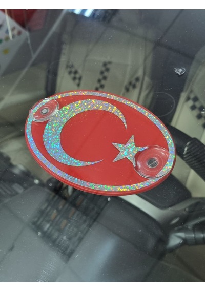 Ay Yıldız Vantuzlu Oval Dekor Pleksi Plaka Özel Aynalı Yazı