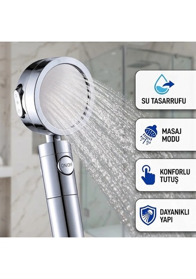 Masaj Modlu Su Tasarruflu Ayarlanabilir Duş Başlığı Yağmur Akışlı Çok Renkli