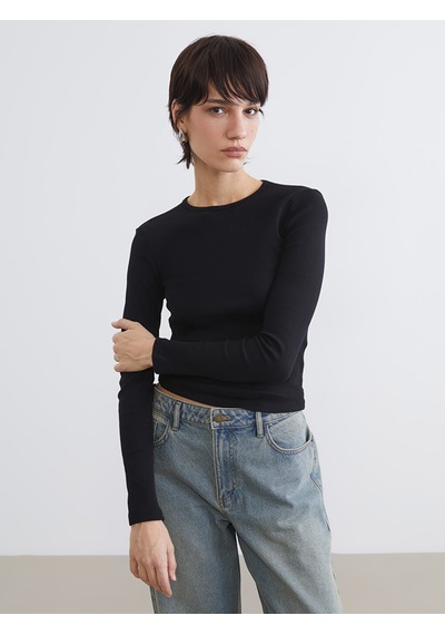 Lcw Vision Siyah Bisiklet Yaka Fitilli Kadın Body