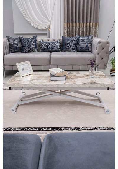 Home Üst Tabla Mdf Beyaz Mermer Oval Köşe Alt Beyaz