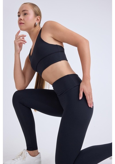 Vitrin Beli Lastikli Spor Tayt SiYAH