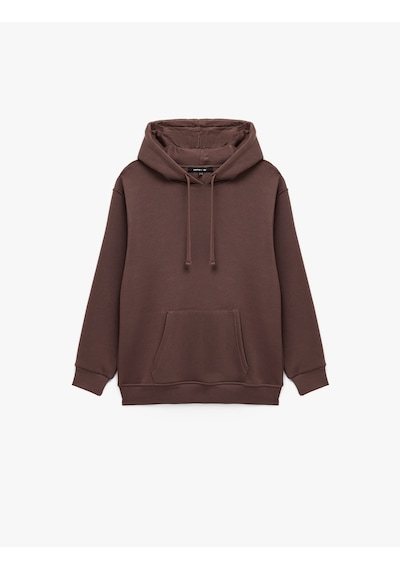 Koton Kapüşonlu Uzun Kollu Kanguru Cepli Oversize Spor Sweatshirt Mürdüm 6wak10040nk Mor