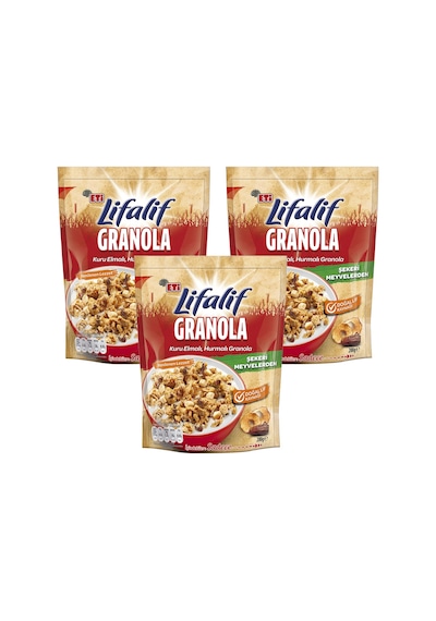 Eti Lifalif Granola Kuru Elma Ve Hurmalı 200 Gr X 3 Adet