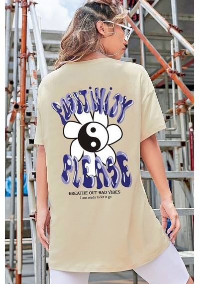 Uyguntarz Unisex Positivity Tasarım T-shirt Bej