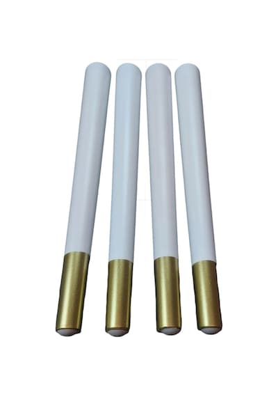 Gürgen Ahşap Sandalye Sehpa Ayağı Metrik-8 Vidalı 42 Cm - 4 Adet Ucu Gold Beyaz Renk