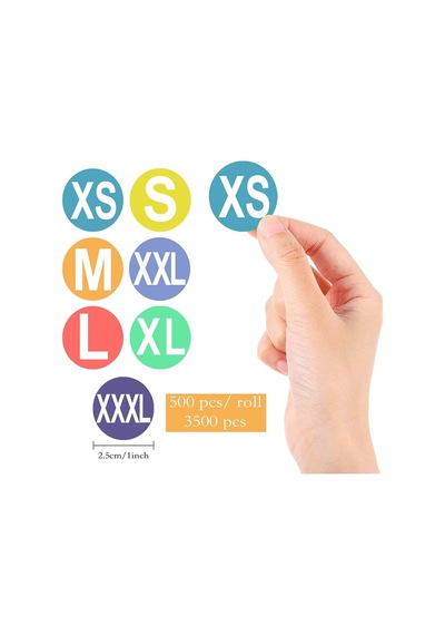 Yapışkanlı Beden Etiketi 8 Rulo Xxs Xs S M L Xl Xxl Xxxl 4000 Ad