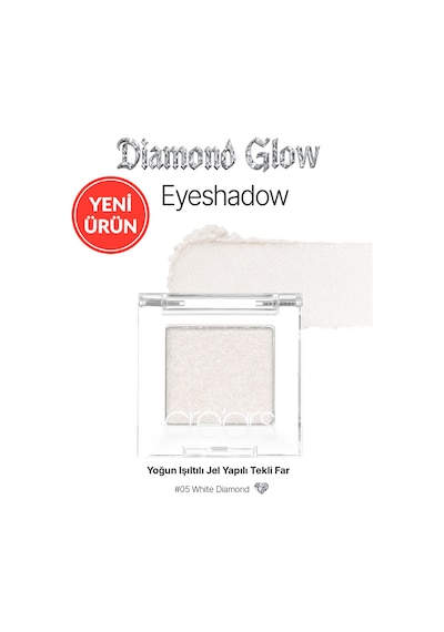 Cre'ars Yoğun Işıltılı Jel Yapılı Tekli Far Diamond Glow Eyeshadow 05 White Diamond