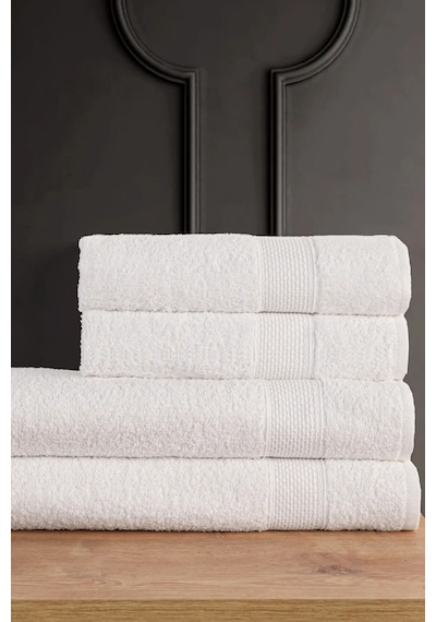 Blanc 4'lü Banyo Havlu Seti Havlu Banyo Havlusu I Hamam Seti I Çeyiz Havlusu - Beyaz Gri