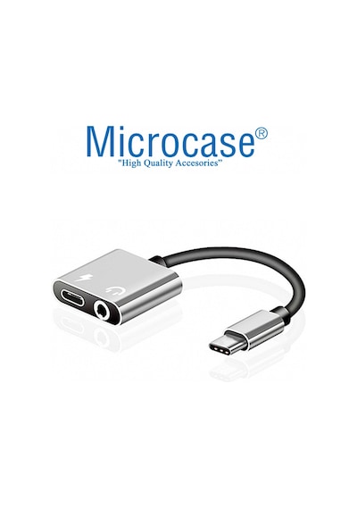 Type-C 2In1 Şarj ve Kulaklık Çevirici Adaptör Gümüş Al2301