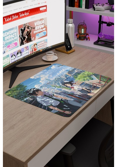 Kimi No Na Wa Kaymaz Dikişli Kauçuk Oyuncu Mousepad V3 - 48x40 Xl Gaming Mouse Pad Fare Altlığı