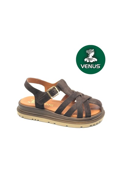 Venüs Tenzret Hakiki Deri Comfort Ortopedik Kadın Sandalet Kahverengi